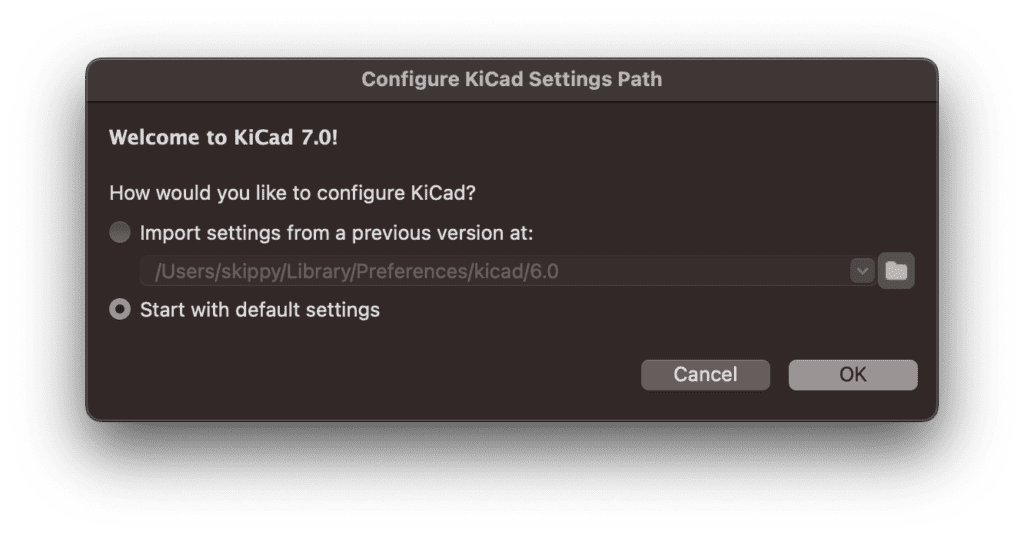 Configure KiCad Settings Path