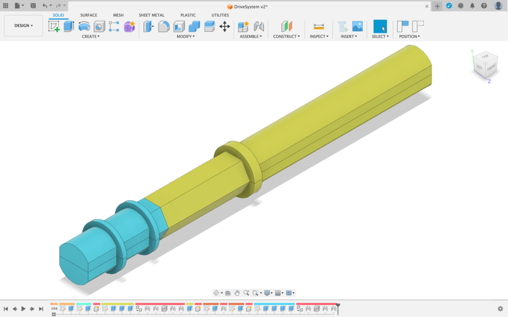 Four parts of the main drive shaft, this allows for 3D printing without requiring overhangs, or support material. the four parts will be glued together for strength.